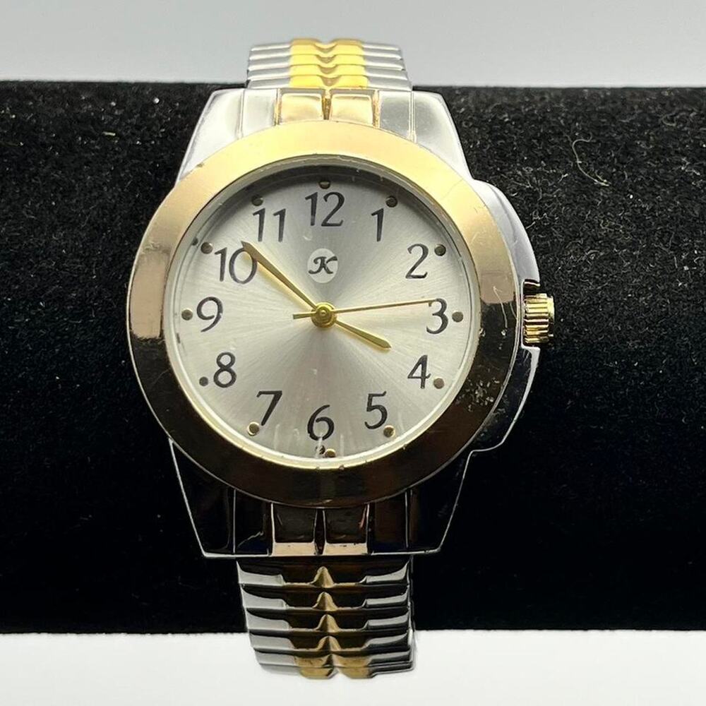 Gold silver mens watch